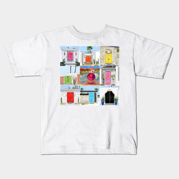 Palm Springs Doors! Kids T-Shirt by kschowe